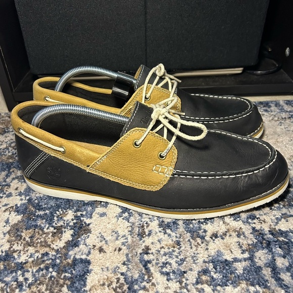 Timberland Brown & Black Bluffton 2 Eye Boat Shoe Loafers Size 12 - Picture 1 of 11